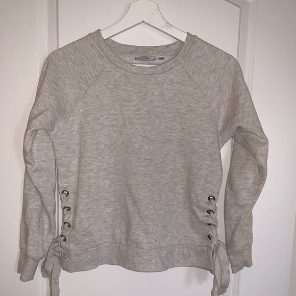 Dex Cream/Gray Sweatshirt , Ties on the side, XS - Picture 1 of 4
